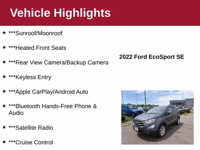 2022 Smoke Metallic Ford EcoSport SE 4X4 SUV