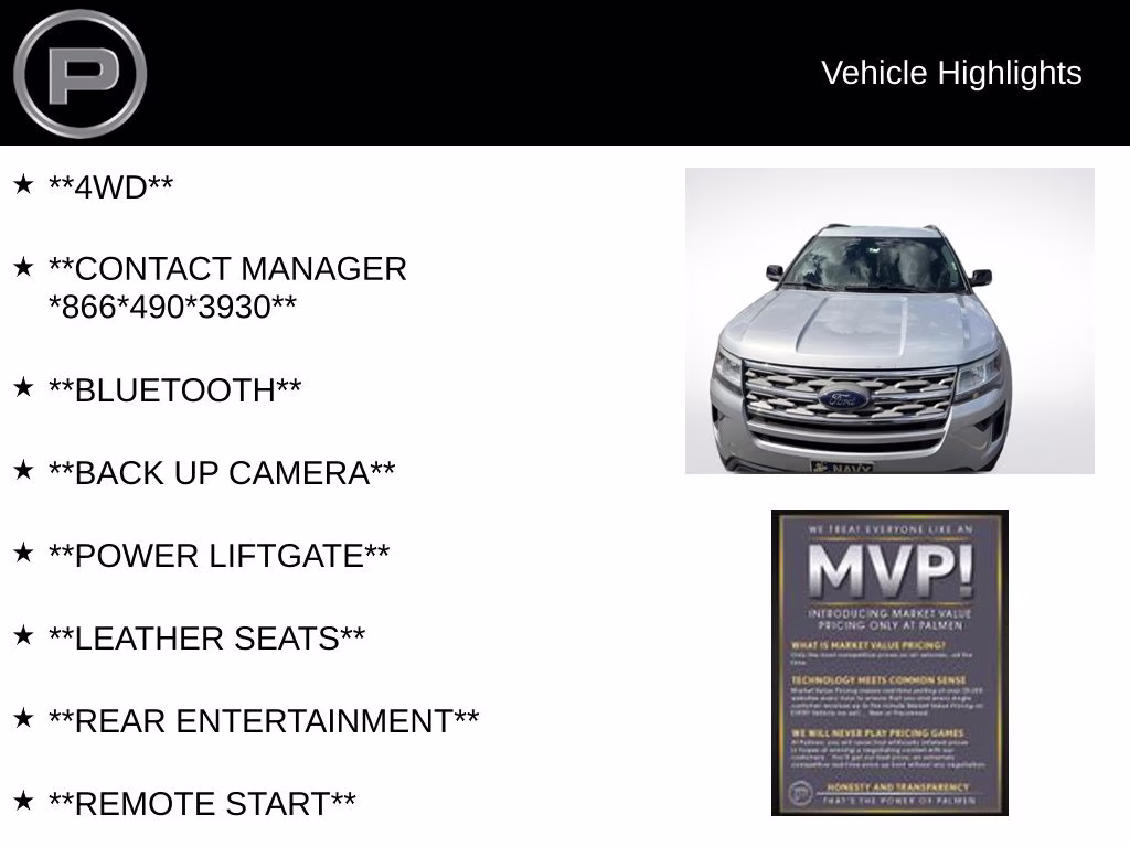 2018 Ingot Silver Ford Explorer XLT 4X4 SUV