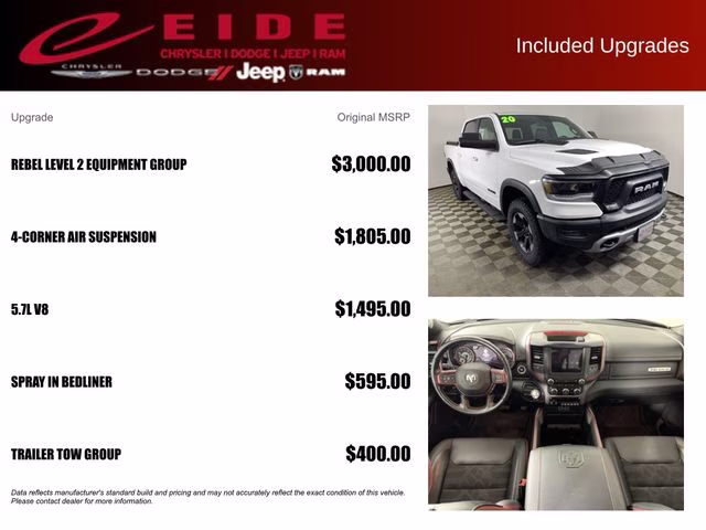 2020 Bright White Clearcoat Ram 1500 Rebel 4X4 Truck