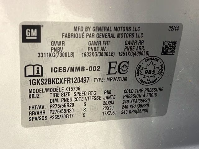 2015 Quicksilver Metallic GMC Yukon SLT 4X4 SUV