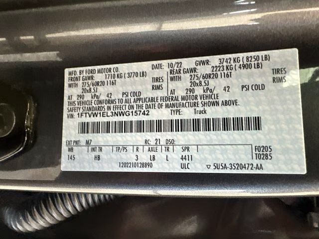 2022 Carbonized Gray Metallic Ford F-150 Lightning Lariat AWD Truck