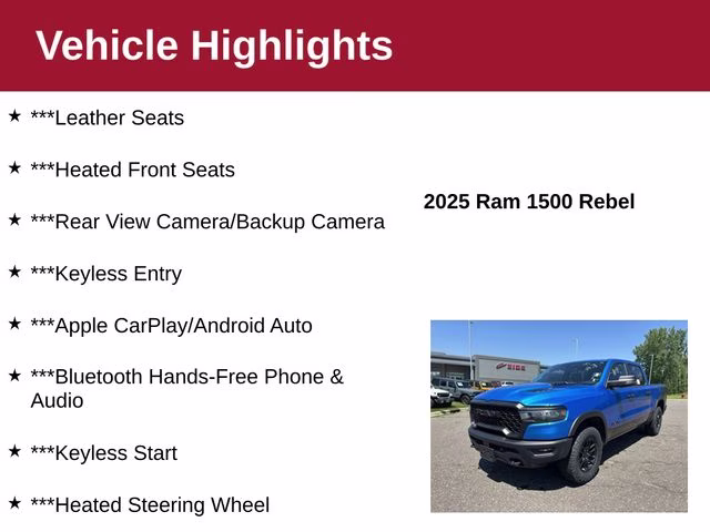 2025 Hydro Blue Pearlcoat Ram 1500 Rebel 4X4 Truck