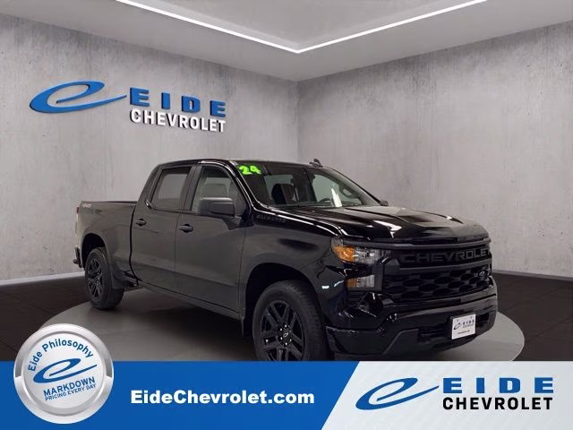2024 Black Chevrolet Silverado 1500 Custom 4X4 Truck
