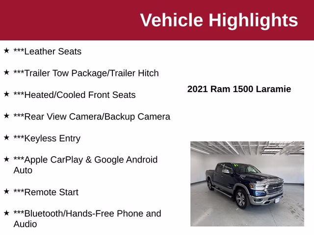 2021 Patriot Blue Pearlcoat Ram 1500 Laramie 4X4 Truck