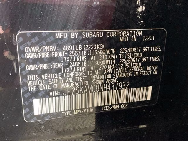 2022 Crystal Black Silica Subaru Forester Wilderness AWD SUV