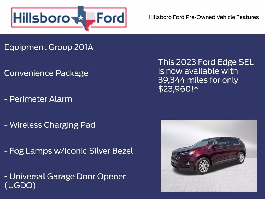 2023 Burgundy Velvet Metallic Tinted Clearcoat Ford Edge SEL AWD SUV