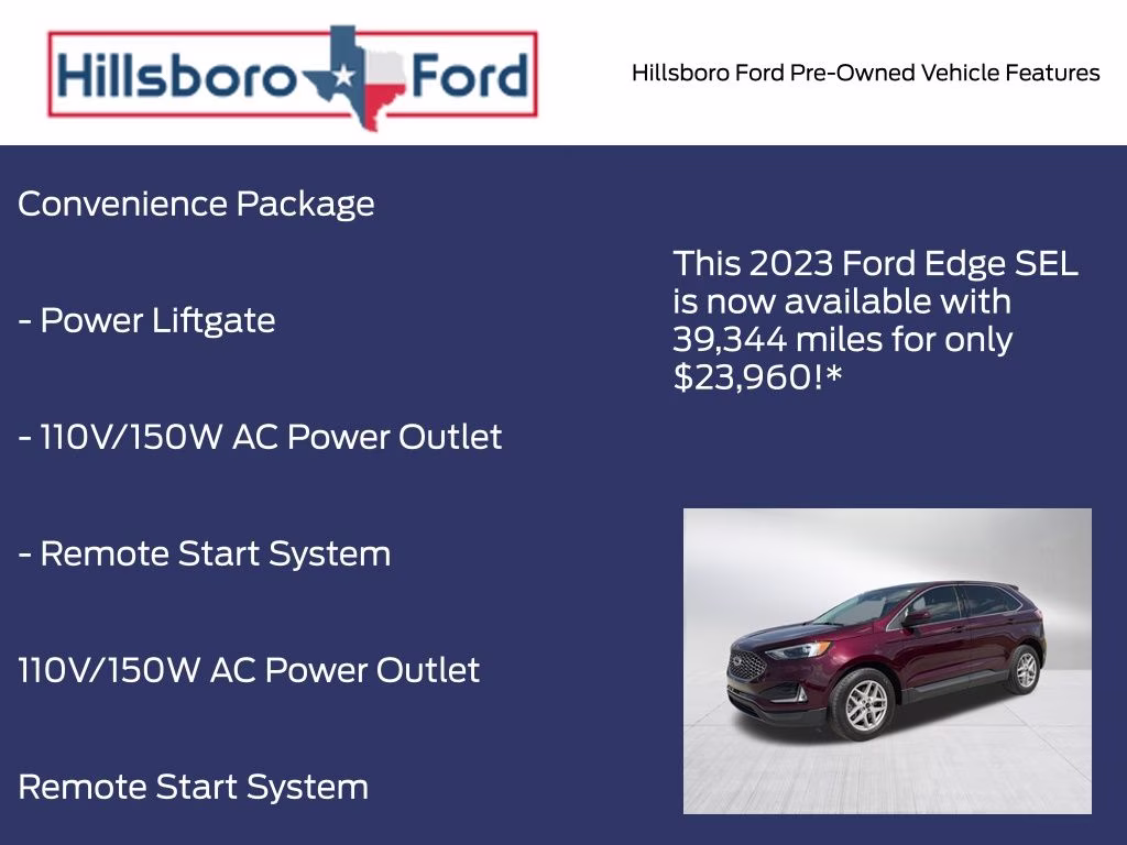 2023 Burgundy Velvet Metallic Tinted Clearcoat Ford Edge SEL AWD SUV