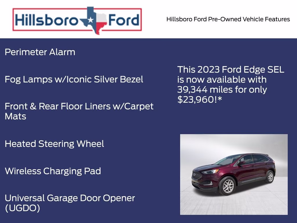 2023 Burgundy Velvet Metallic Tinted Clearcoat Ford Edge SEL AWD SUV
