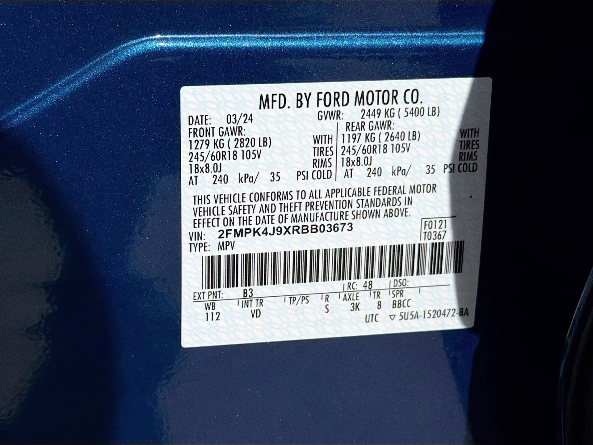 2024 Atlas Blue Metallic Ford Edge SEL AWD SUV