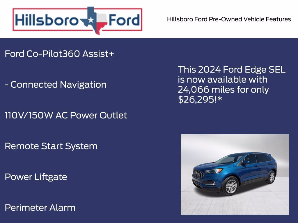 2024 Atlas Blue Metallic Ford Edge SEL AWD SUV