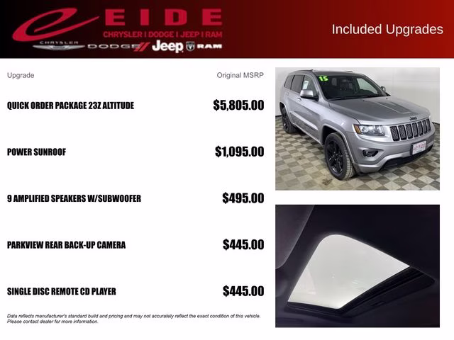 2015 Billet Silver Metallic Clearcoat Jeep Grand Cherokee Altitude 4X4 SUV