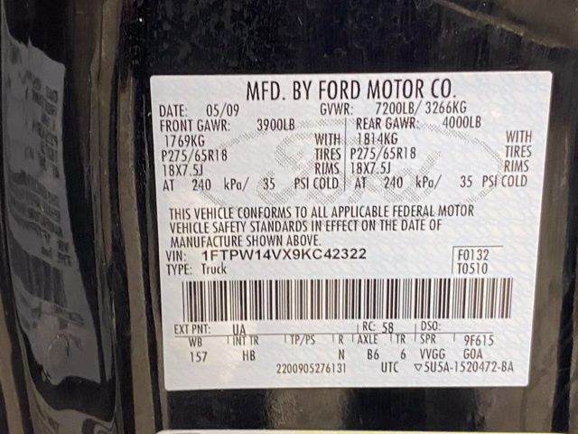 2009 Black Clearcoat Ford F-150 Lariat 4X4 Truck