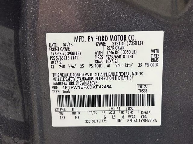 2013 Sterling Gray Metallic Ford F-150 Lariat 4X4 Truck