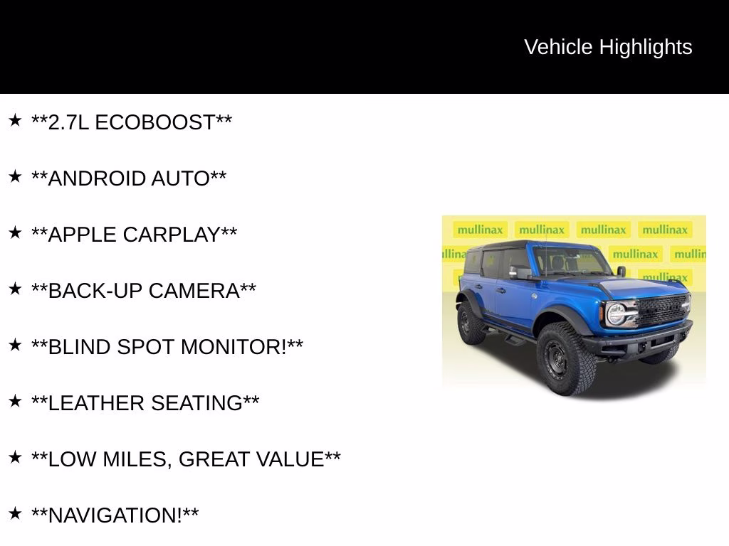 2024 Blue Metallic Ford Bronco Wildtrak 4X4 SUV