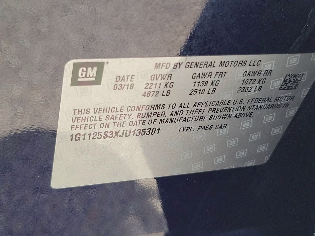 2018 Blue Velvet Metallic Chevrolet Impala Premier FWD Sedan
