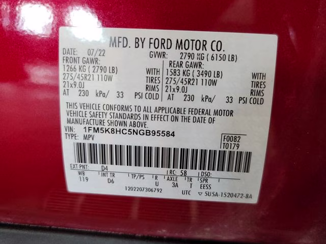 2022 Red Metallic Ford Explorer Platinum 4X4 SUV