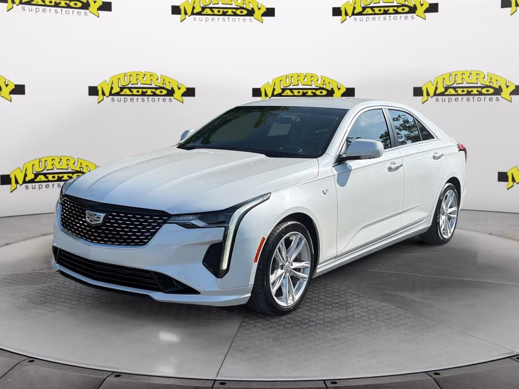 2023 Crystal White Tricoat Cadillac CT4 Luxury RWD Sedan