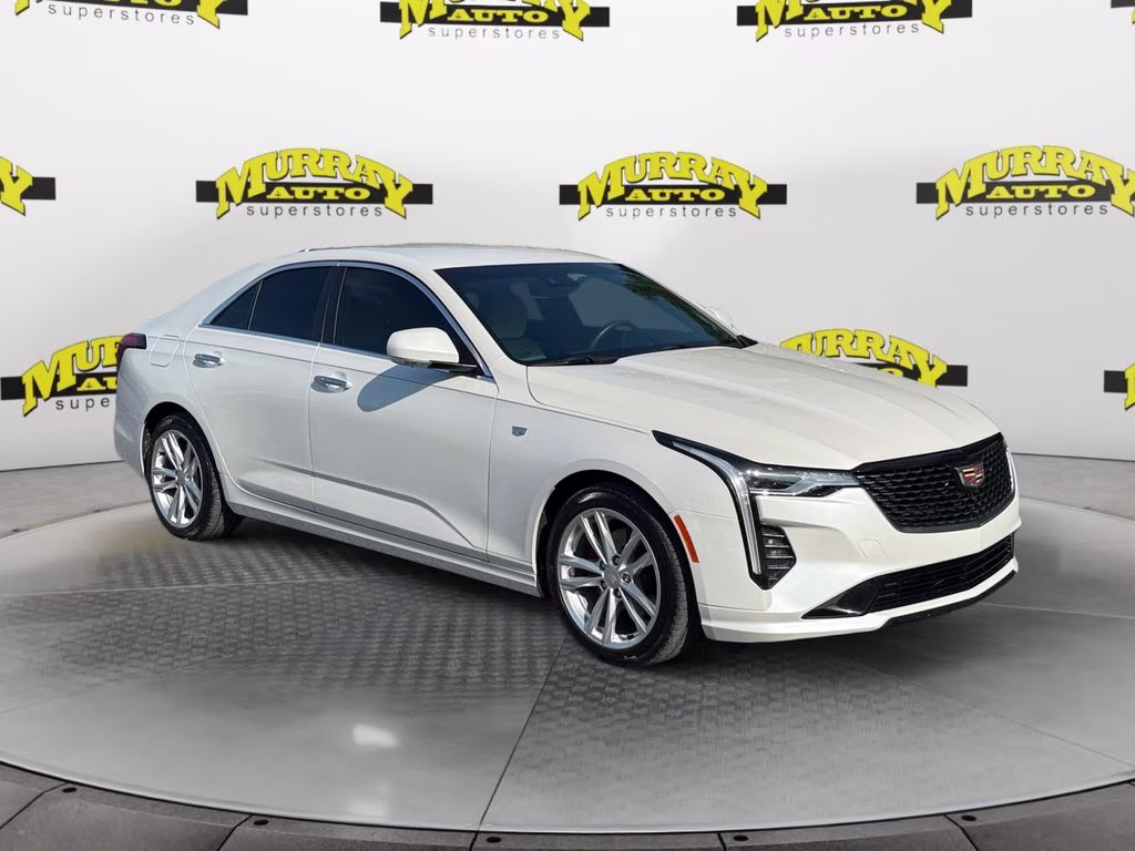 2023 Crystal White Tricoat Cadillac CT4 Luxury RWD Sedan