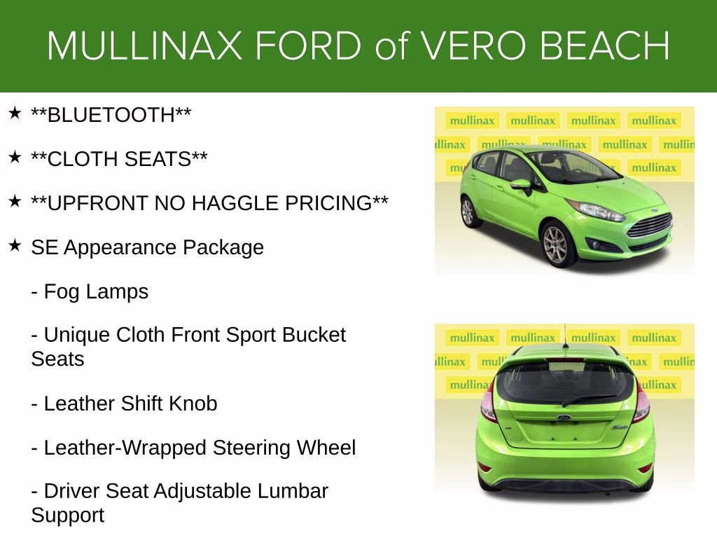 2015 Green Envy Metallic Tricoat Ford Fiesta SE FWD Hatchback