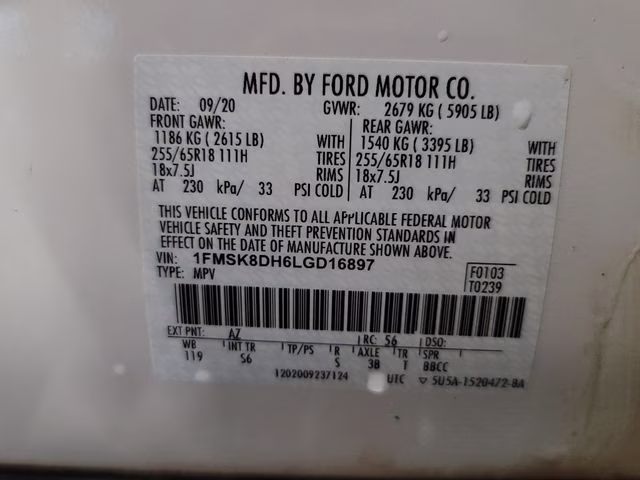2020 Star White Metallic Tri-Coat Ford Explorer XLT 4X4 SUV