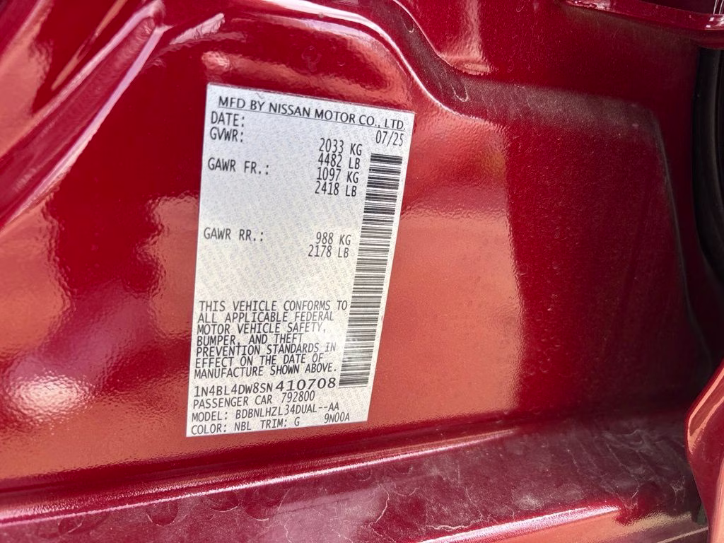 2025 Scarlet Ember Nissan Altima 2.5 SV AWD Sedan