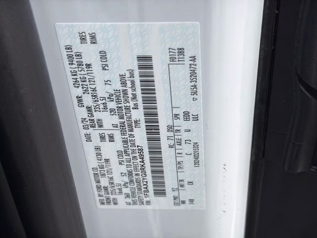 2024 Oxford White Ford Transit Passenger Wagon XLT RWD Van