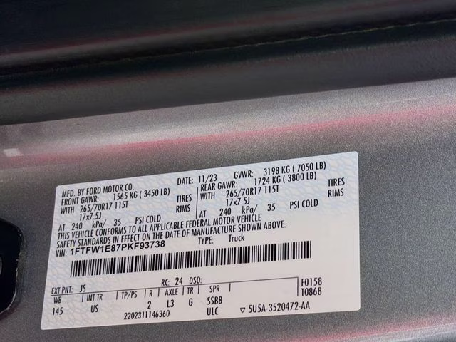 2023 Silver Metallic Ford F-150 XLT 4X4 Truck