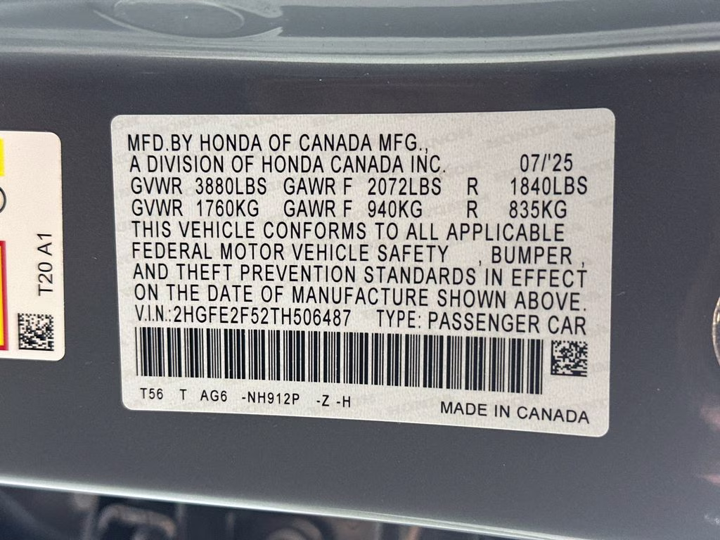 2026 Urban Gray Pearl Honda Civic Sport FWD Sedan