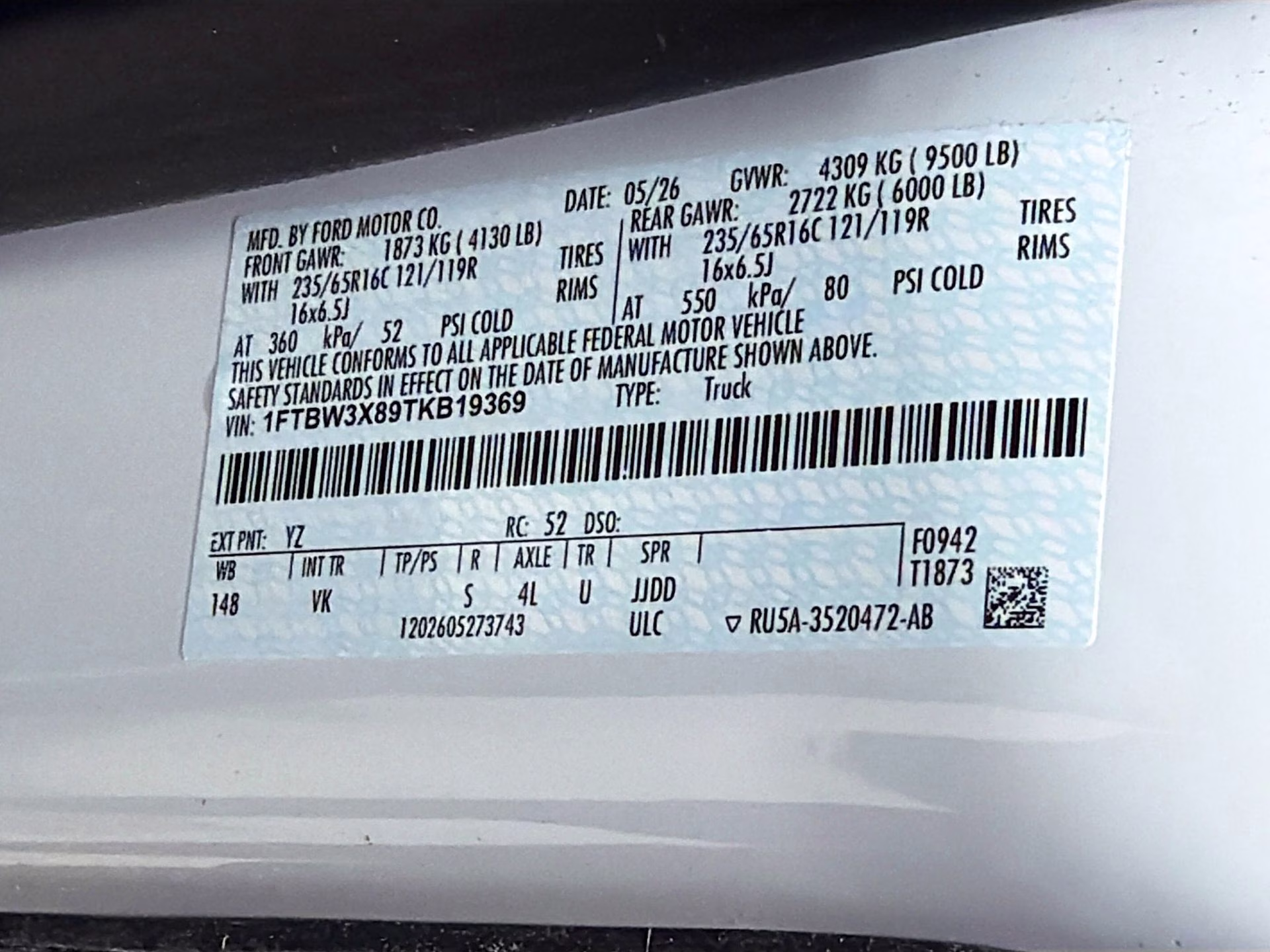 2026 Oxford White Ford Transit-350 Base RWD Van