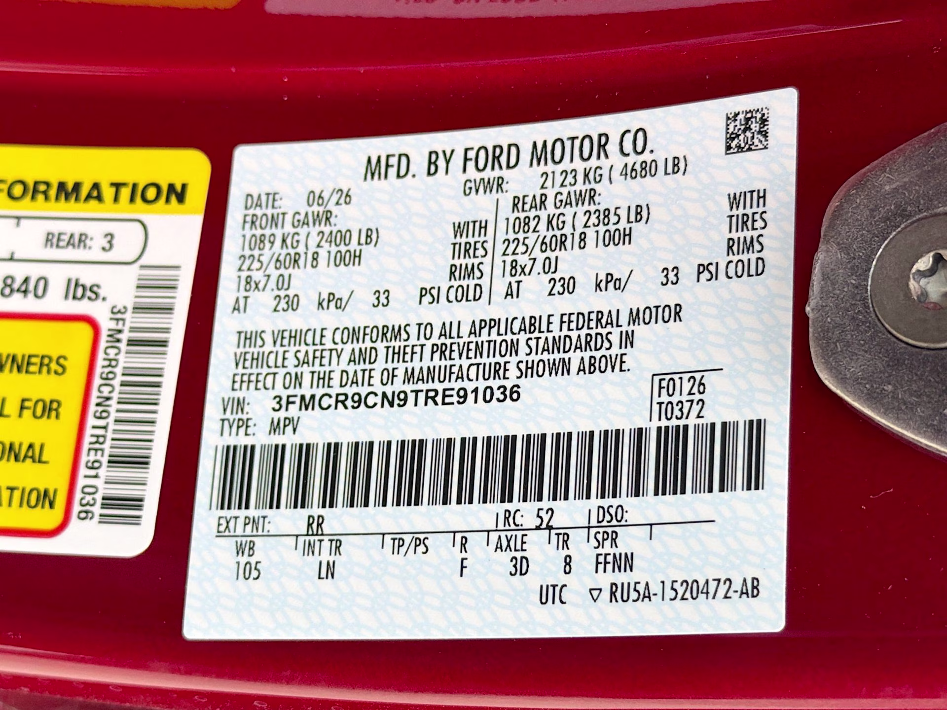 2026 Ruby Red Metallic Tinted Clearcoat Ford Bronco Sport Outer Banks 4X4 SUV