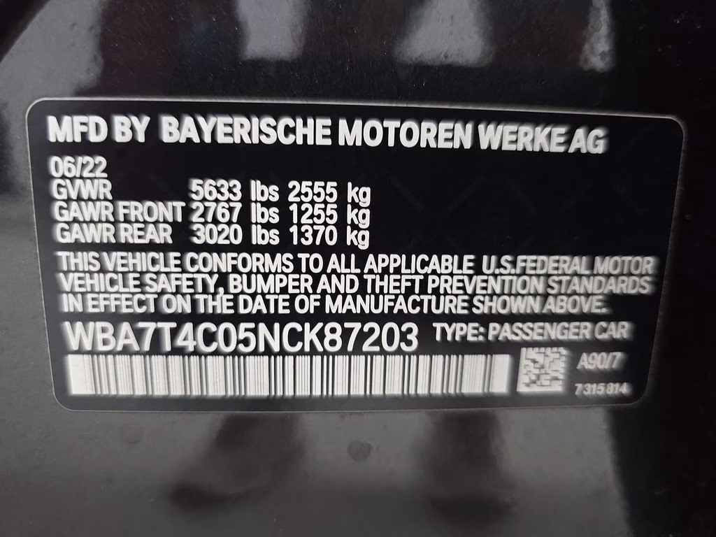 2022 Dark Graphite Metallic BMW 7 Series 740i xDrive AWD Sedan