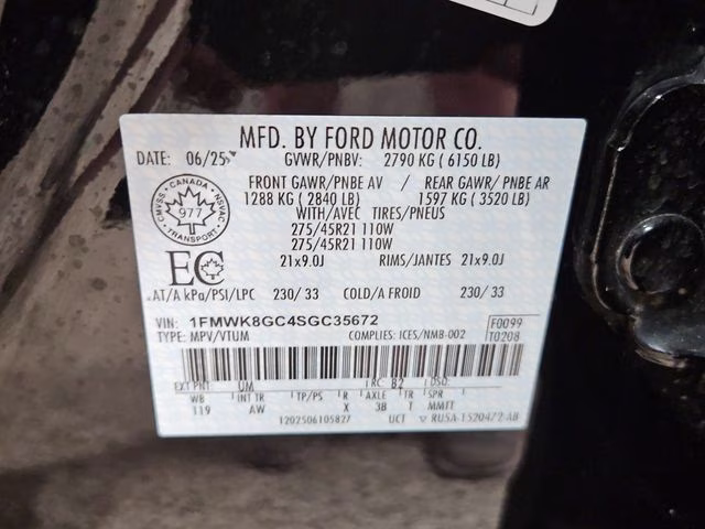 2025 Agate Black Metallic Ford Explorer ST 4X4 SUV