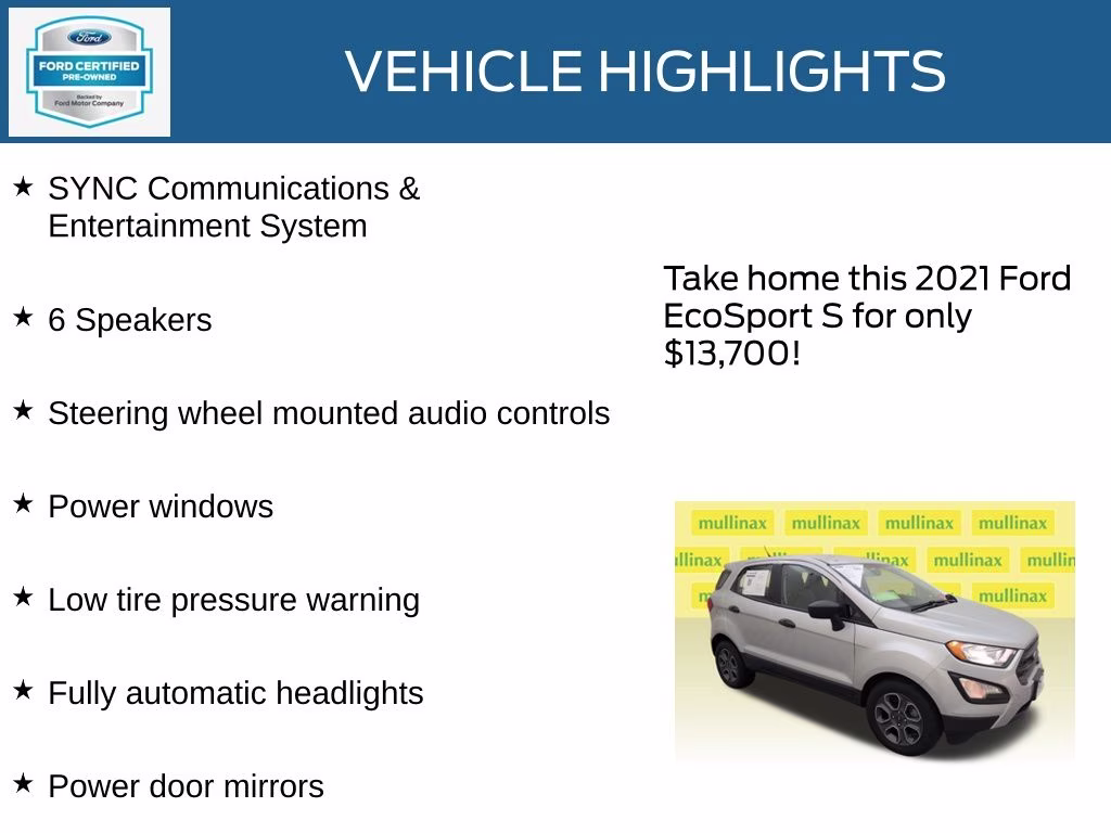 2021 Moondust Silver Metallic Ford EcoSport S FWD SUV