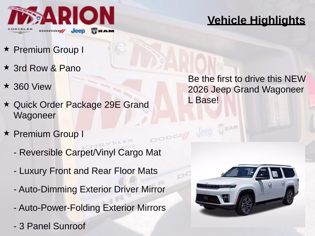 2026 Bright White Clearcoat Jeep Grand Wagoneer L 4X4 SUV
