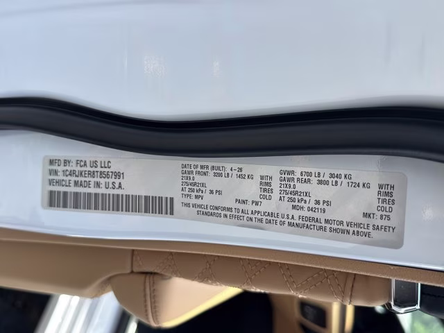 2026 Bright White Clearcoat Jeep Grand Cherokee L Summit 4X4 SUV