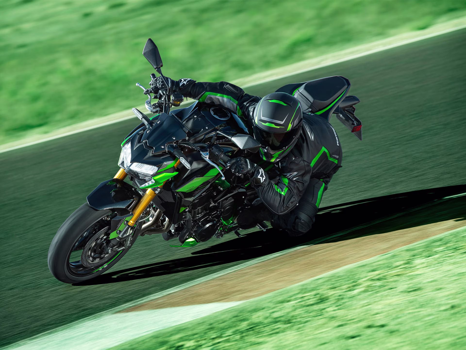 2024 Metallic Spark Black / Metallic Matte Graphenesteel Gray / Candy Lime Green Kawasaki Z900 SE ABS Motorcycle