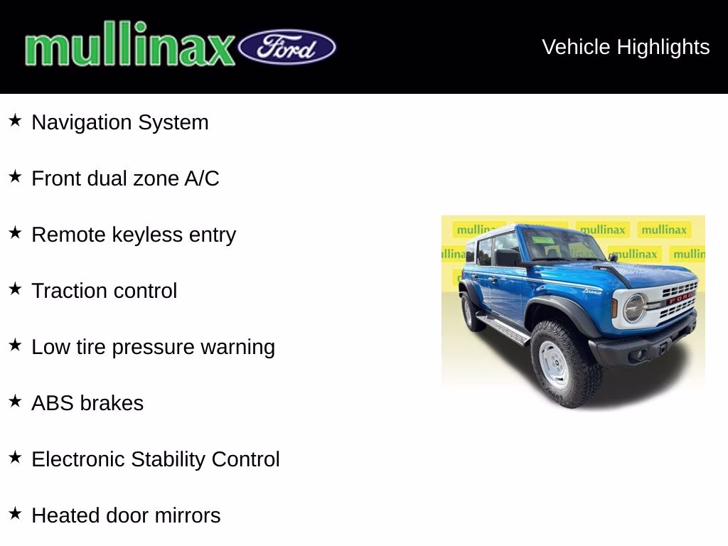 2026 Velocity Blue Metallic Ford Bronco Heritage Edition 4X4 SUV