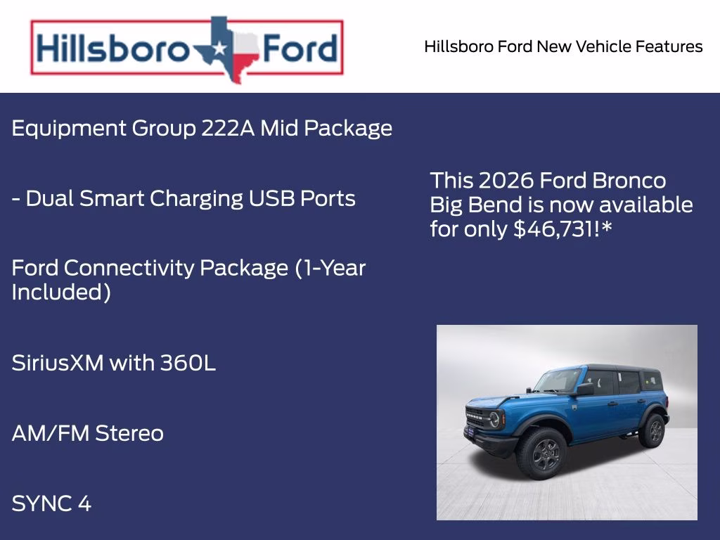 2026 Velocity Blue Metallic Ford Bronco Big Bend 4X4 SUV