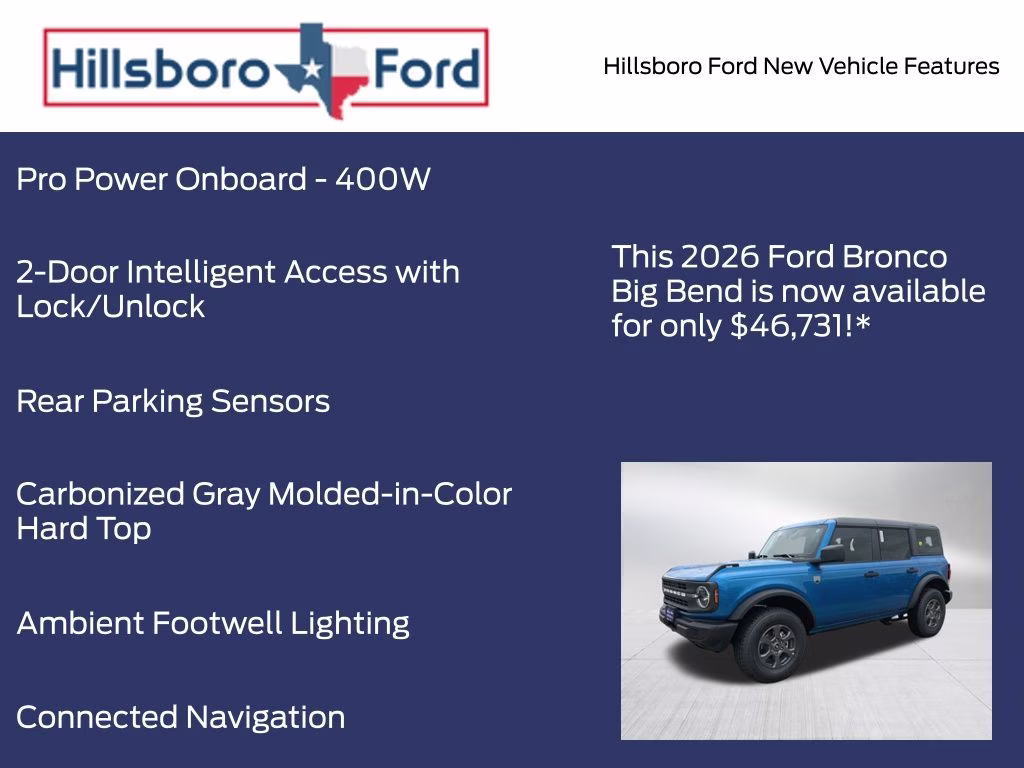 2026 Velocity Blue Metallic Ford Bronco Big Bend 4X4 SUV