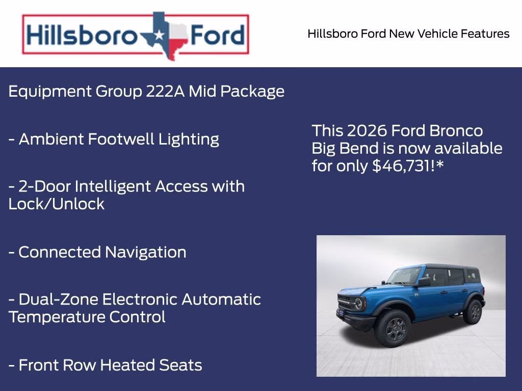 2026 Velocity Blue Metallic Ford Bronco Big Bend 4X4 SUV