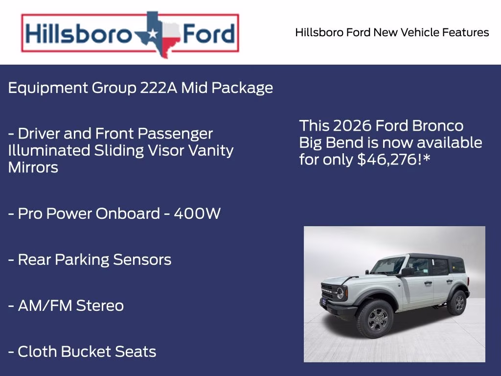 2026 Avalanche Gray Ford Bronco Big Bend 4X4 SUV
