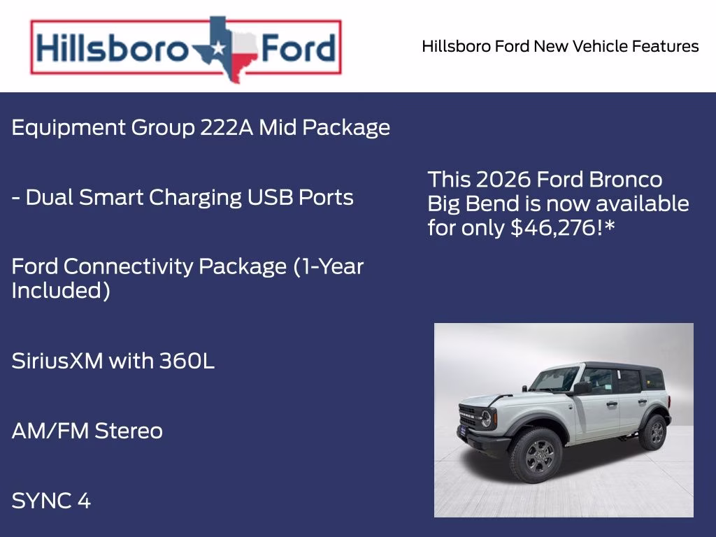 2026 Avalanche Gray Ford Bronco Big Bend 4X4 SUV