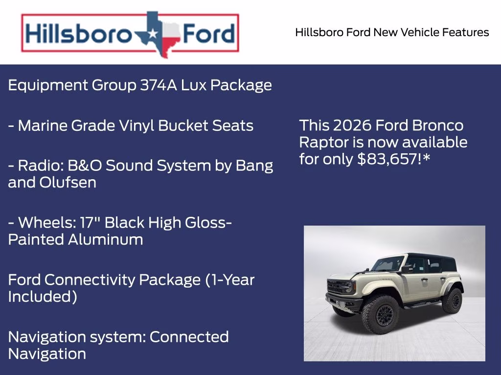 2026 Desert Sand Ford Bronco Raptor 4X4 SUV