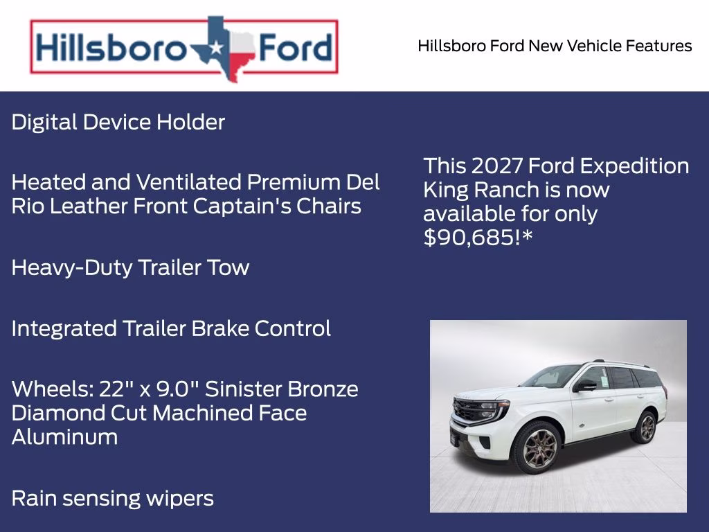 2027 Star White Metallic Tri-Coat Ford Expedition King Ranch 4X4 SUV