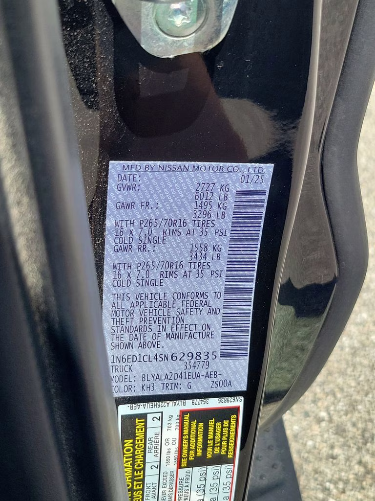 2025 Super Black Nissan Frontier S RWD Truck