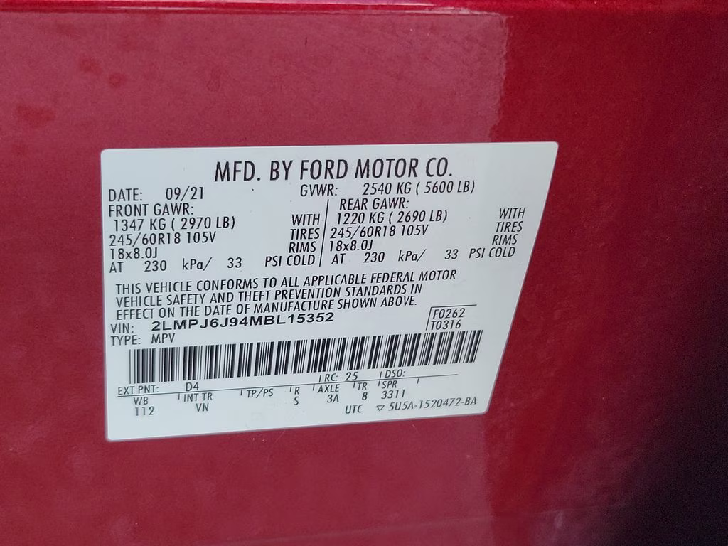 2021 Red Lincoln Nautilus Standard FWD SUV