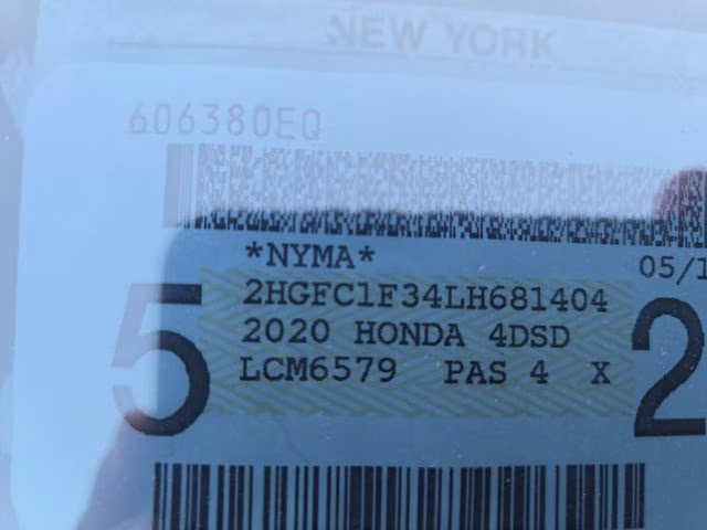 2020 White Honda Civic EX FWD Sedan