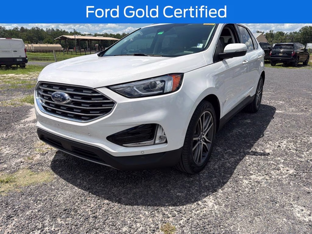 2021 White Metallic Ford Edge Titanium FWD SUV