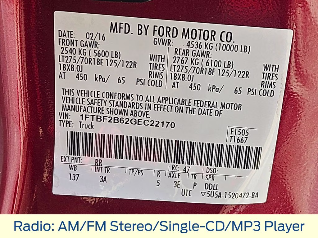2016 Ruby Red Metallic Ford F-250SD XLT 4X4 Truck