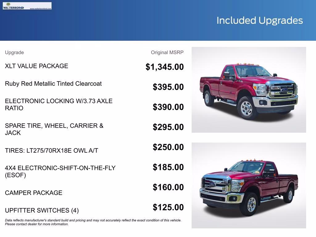 2016 Ruby Red Metallic Ford Super Duty F-250 SRW XLT 4X4 Truck
